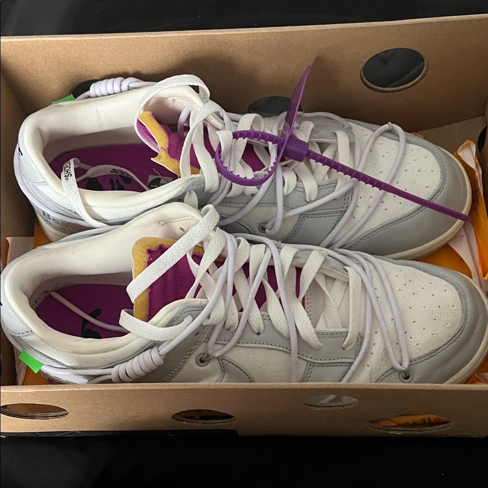 Off-White White and Purple Sneakers